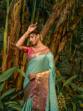C-Green Zari Worked With Royal Pink Color Pure Banarasi saree